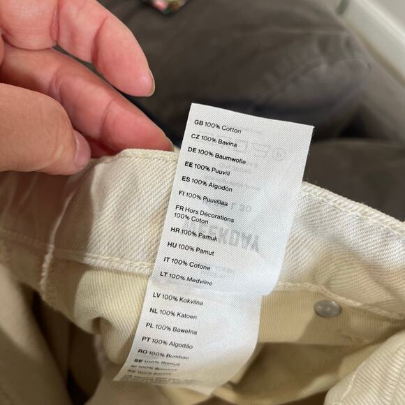 ASOS Weekday ACE High Rise Wide Jeans 100% Cotton In Beige Size 28 - Picture 10 of 14